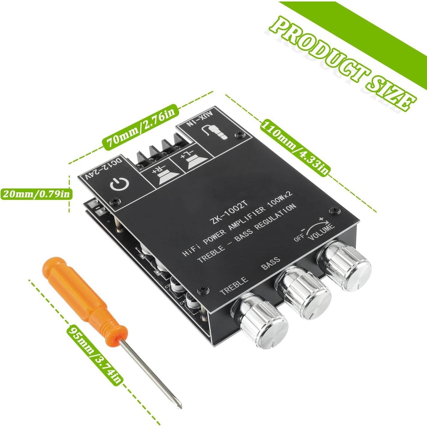 Amplificador Bluetooth EPLZON ZK-1002T 200W 2.0 con Control de Agudos y Graves