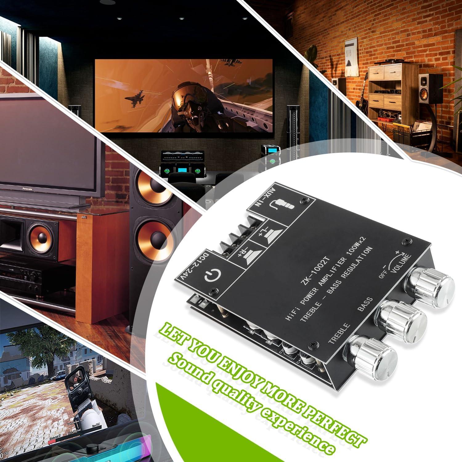 Amplificador Bluetooth EPLZON ZK-1002T 200W 2.0 con Control de Agudos y Graves