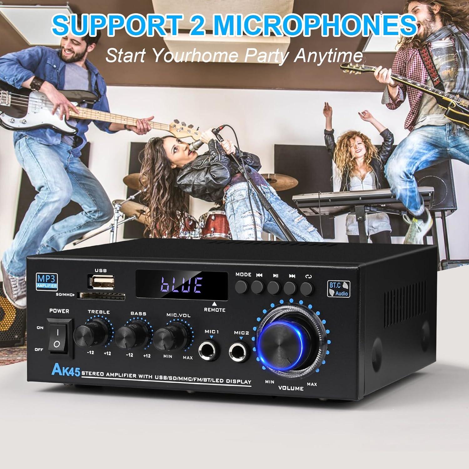 Amplificador Estéreo Bluetooth 5.0 AK45 400W 2 Canales