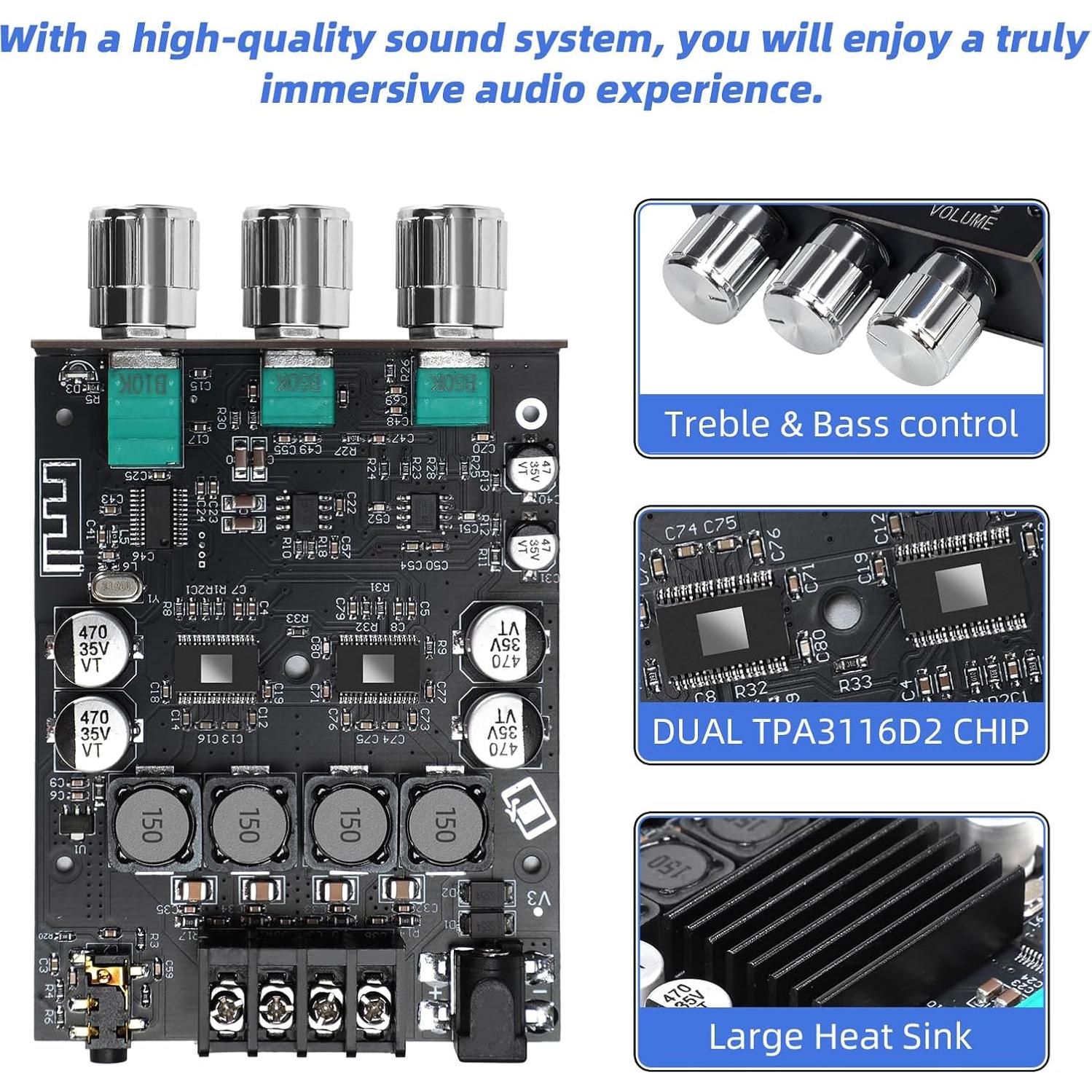 Amplificador Estéreo Bluetooth 5.0 Cozychord ZK-1002T 200W