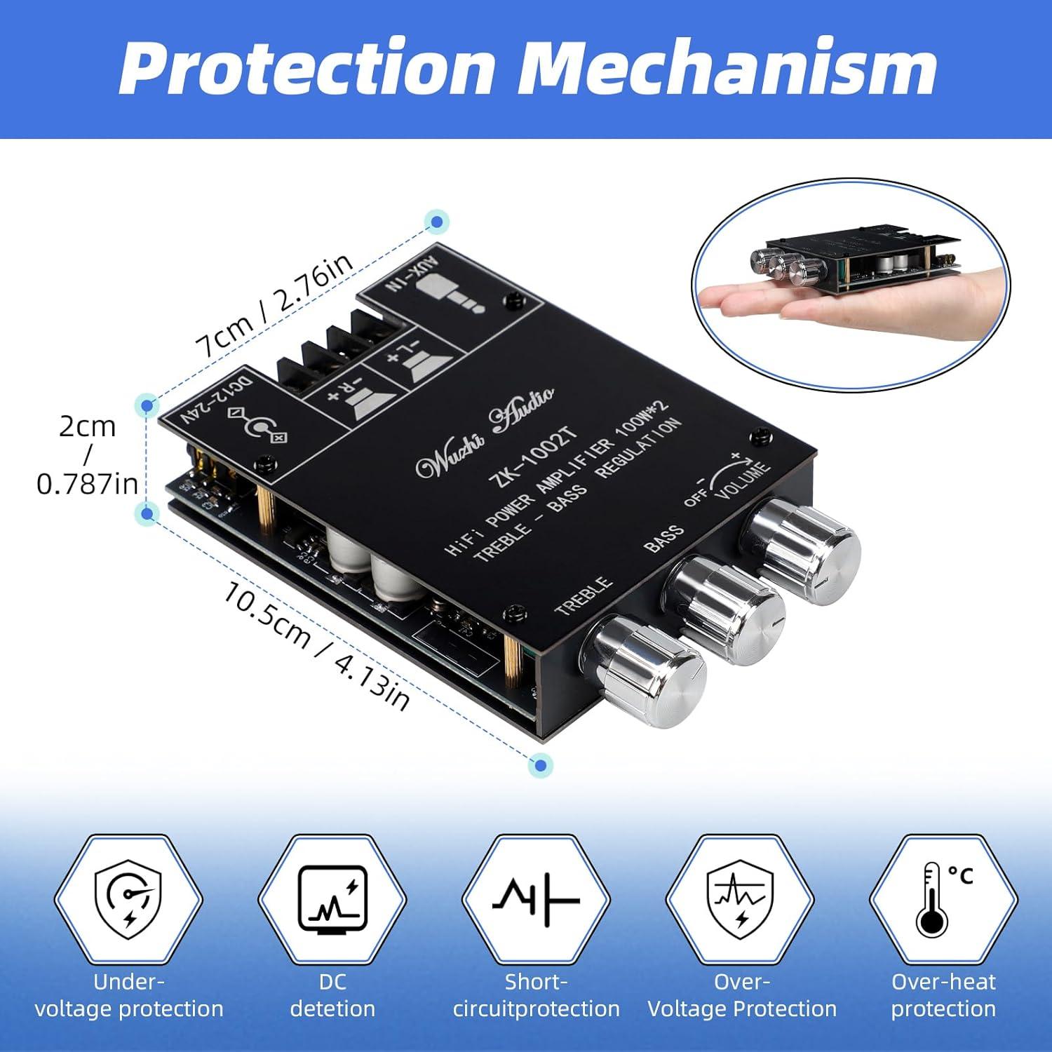 Amplificador Estéreo Bluetooth 5.0 Cozychord ZK-1002T 200W