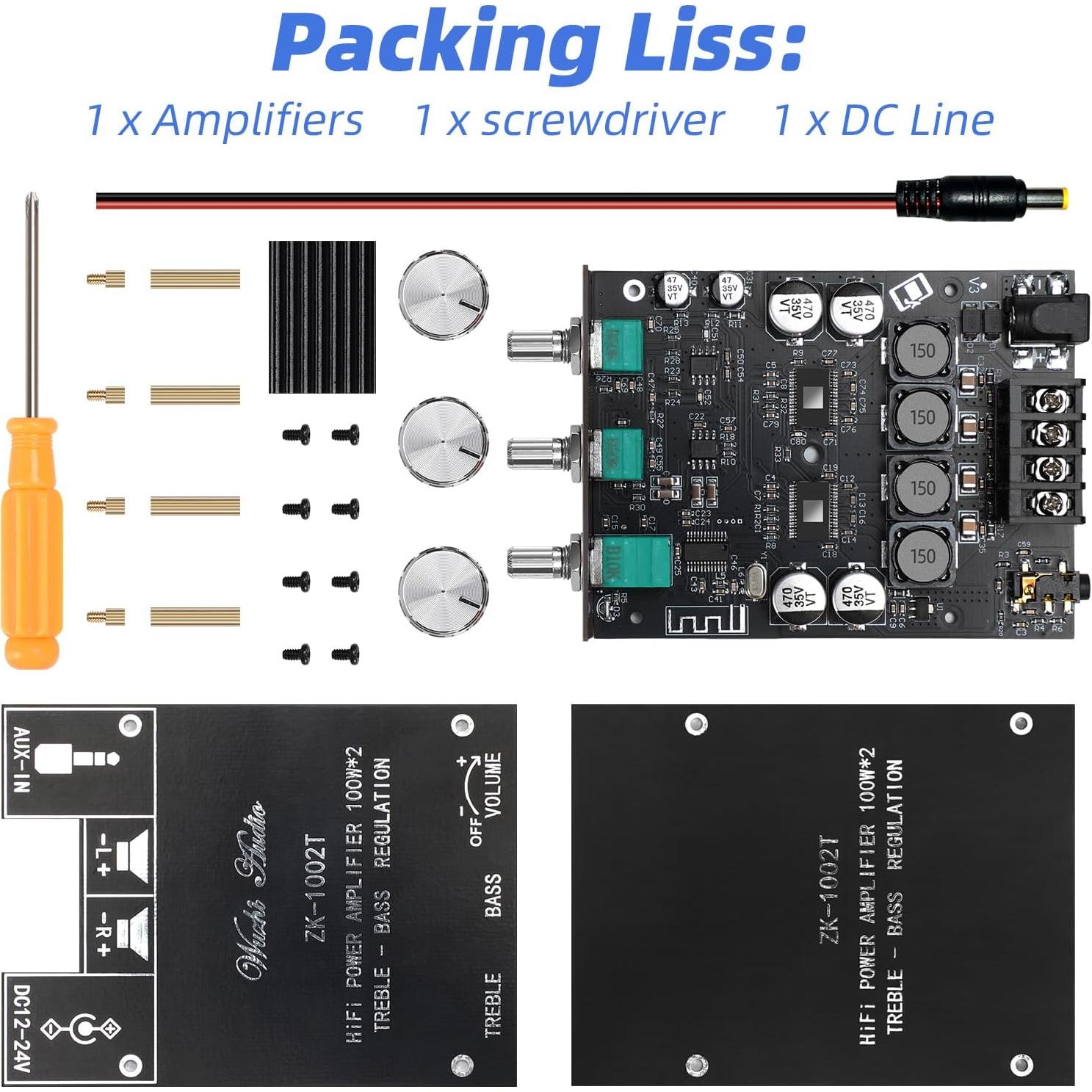 Amplificador Estéreo Bluetooth 5.0 Cozychord ZK-1002T 200W