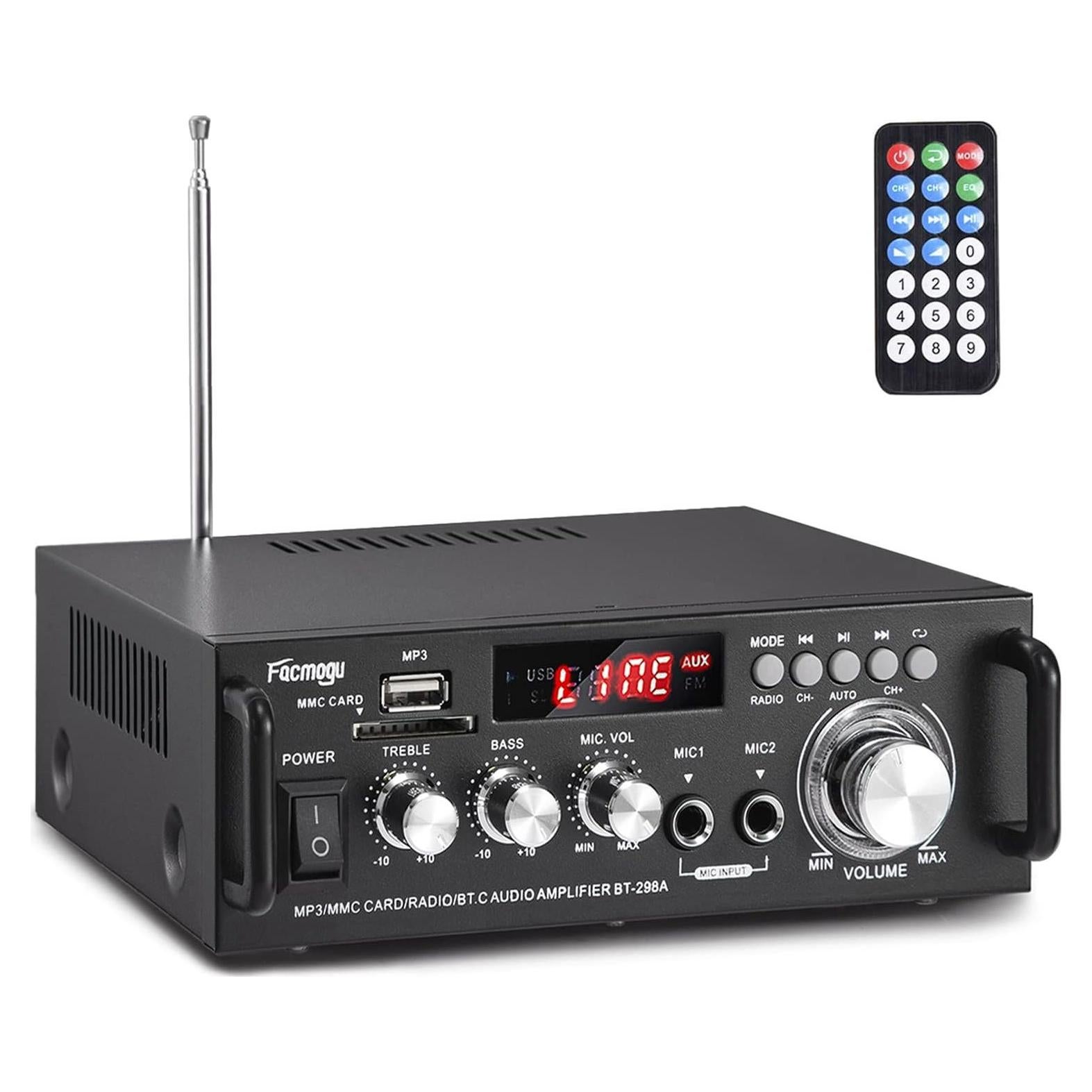 Amplificador Estéreo Inalámbrico Bluetooth 298A 40Wx2 300W