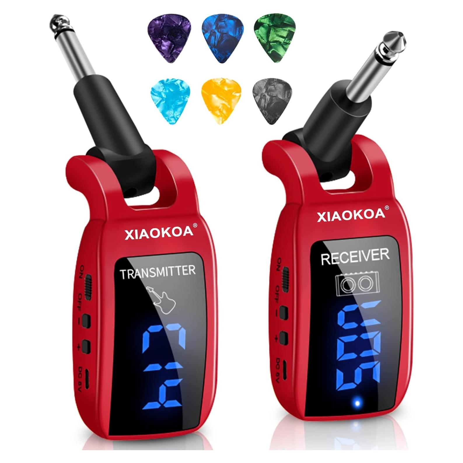 Sistema Inalámbrico de Guitarra XIAOKOA U12DX Rojo 15 Canales UHF