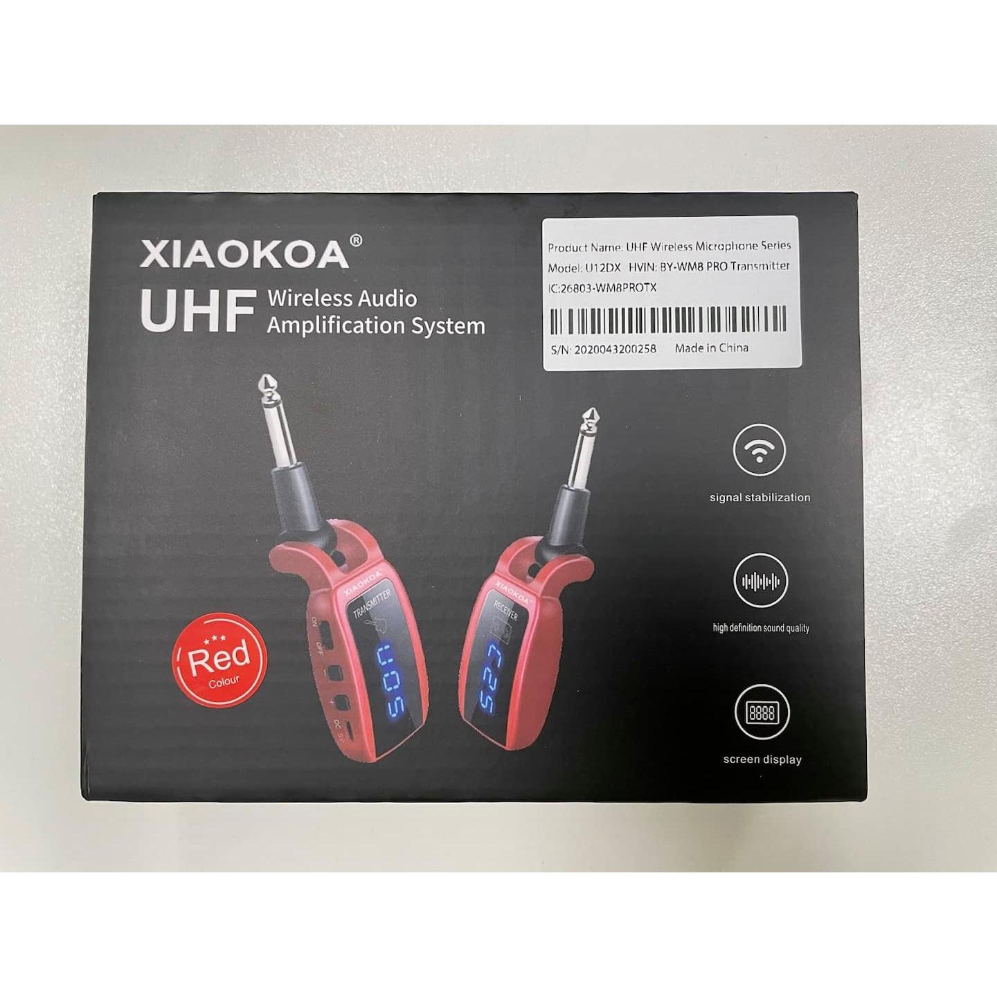 Sistema Inalámbrico de Guitarra XIAOKOA U12DX Rojo 15 Canales UHF