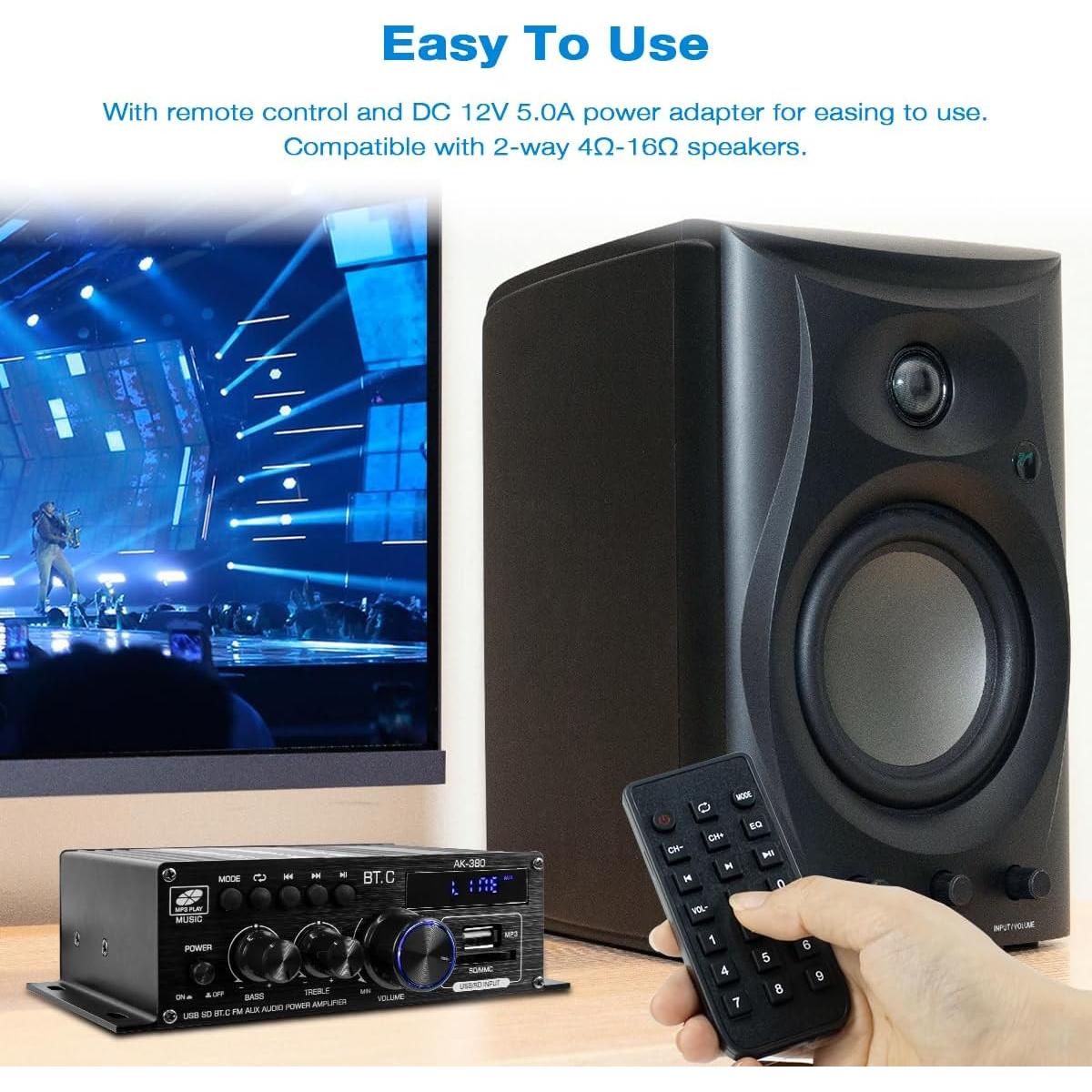 Amplificador de Audio HiFi 400W 2.0 Canal Bluetooth 5.0 AK-380