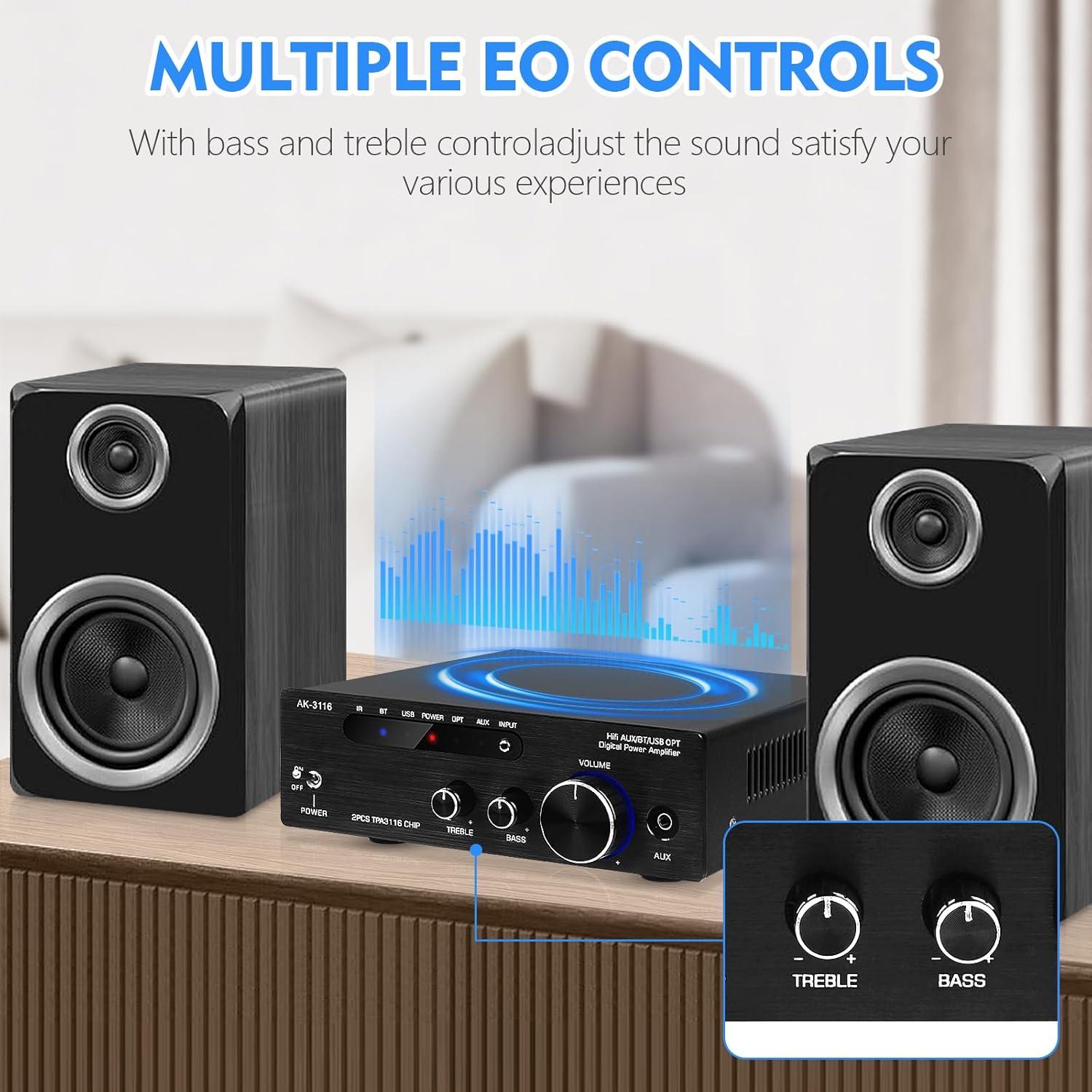 Amplificador de Audio Beffkkip AK3116 Bluetooth 5.0 100W x2