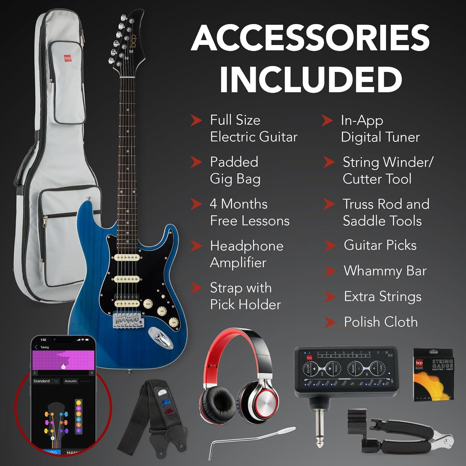 Kit de guitarra eléctrica HSS Best Choice con amplificador y accesorios