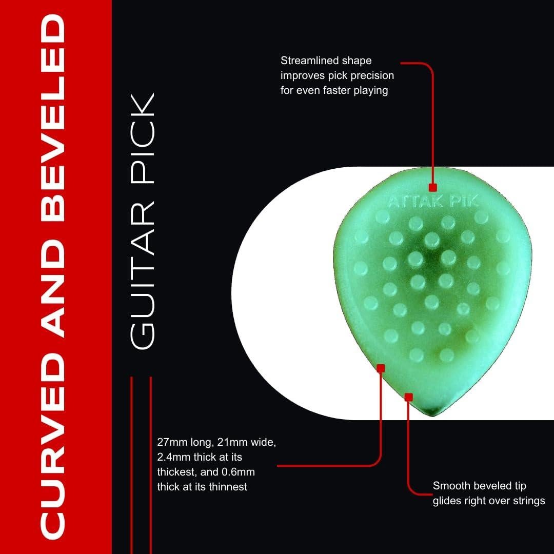 Acoustik Attak STEALTH III Guitar Picks – Jazz 3 Style with No-Slip Grip – Ideal for Multi-Scale Guitars, Electric & Acoustic (10 Pack, Radium)