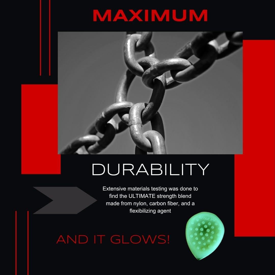 Acoustik Attak STEALTH III Guitar Picks – Jazz 3 Style with No-Slip Grip – Ideal for Multi-Scale Guitars, Electric & Acoustic (10 Pack, Radium)