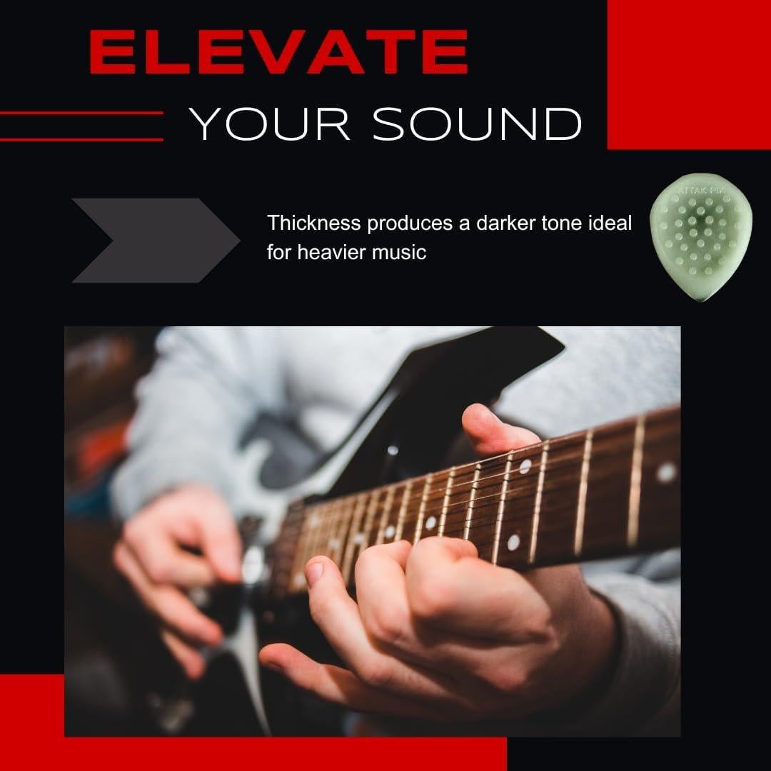 Acoustik Attak STEALTH III Guitar Picks – Jazz 3 Style with No-Slip Grip – Ideal for Multi-Scale Guitars, Electric & Acoustic (10 Pack, Radium)