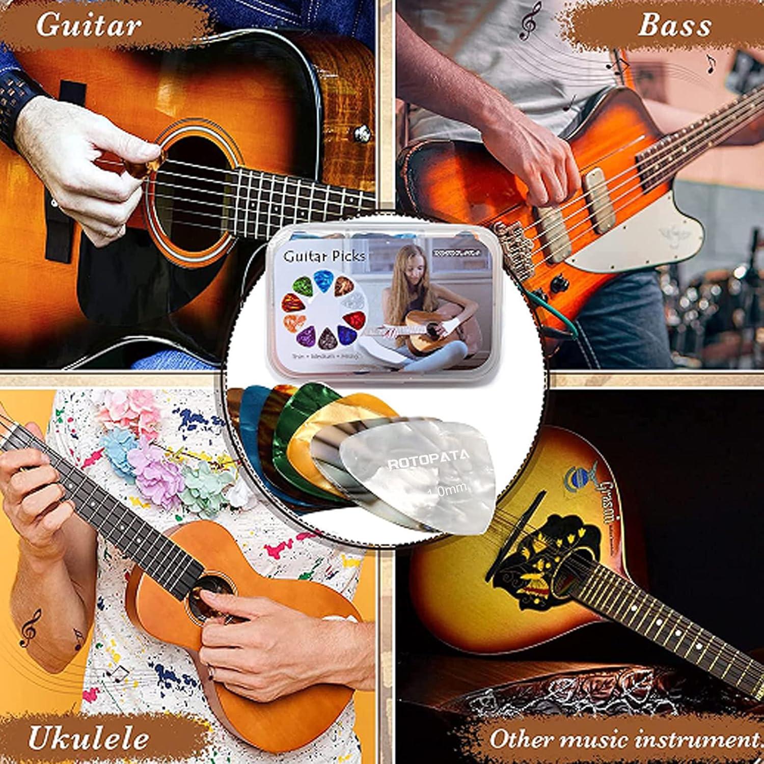 Paquete de 15 Púas de Guitarra Celuloide Multicolor 0.5-1.0mm