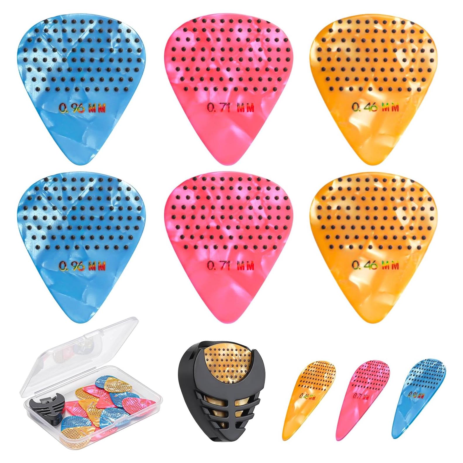 Paquete de 15 púas de guitarra antideslizantes Celuloide 0.46-0.96mm