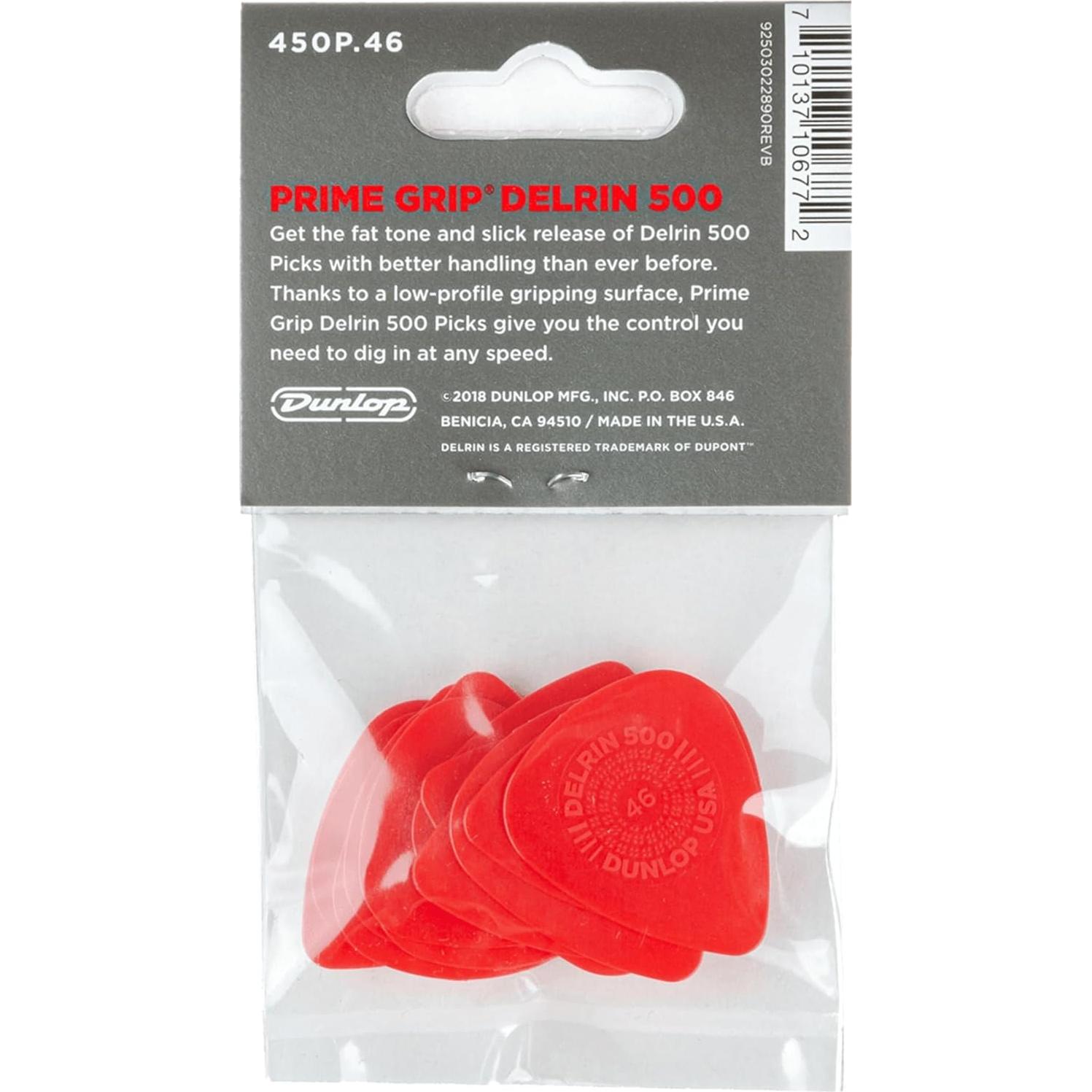 Púas de Guitarra Jim Dunlop Delrin 500 Prime Grip 0.46mm