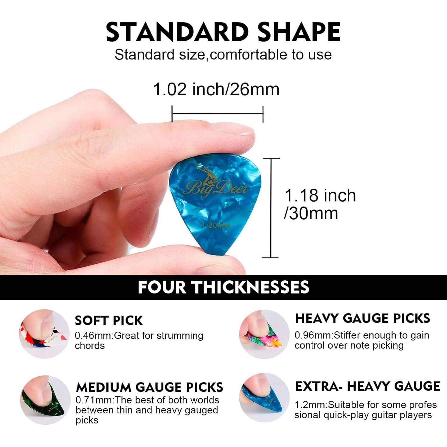 BigDeer 16 Púas de Guitarra de Celuloide Multicolor