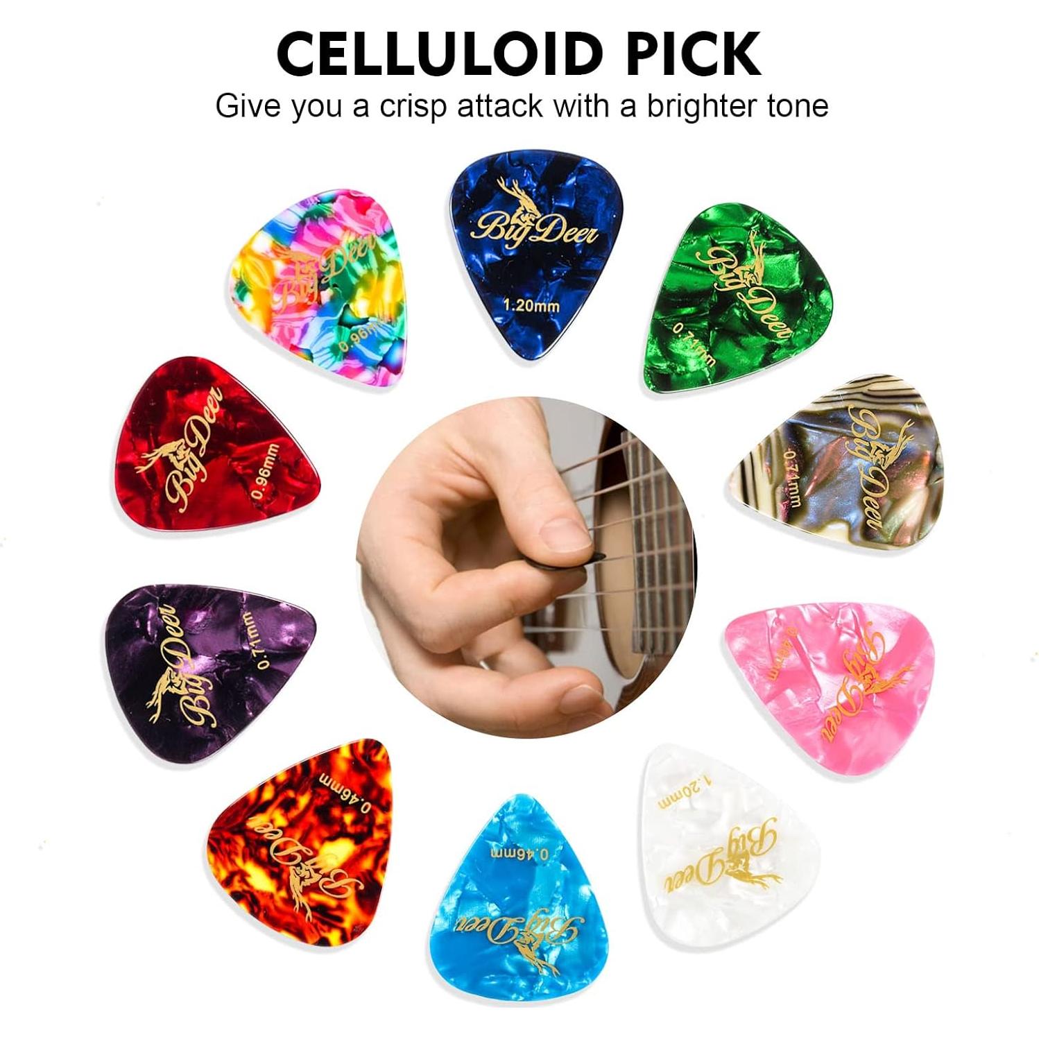 BigDeer 16 Púas de Guitarra de Celuloide Multicolor