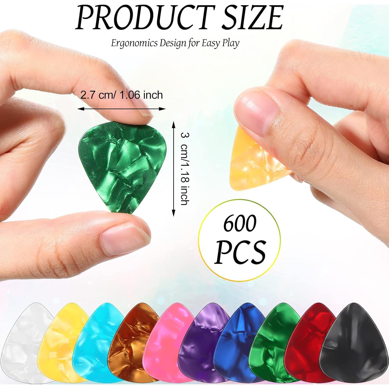 Púas de Guitarra Yeshone 600 Pcs Celuloide 0.46-0.96 mm