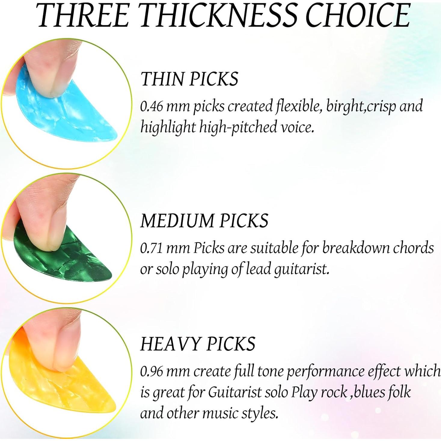 Púas de Guitarra Yeshone 600 Pcs Celuloide 0.46-0.96 mm