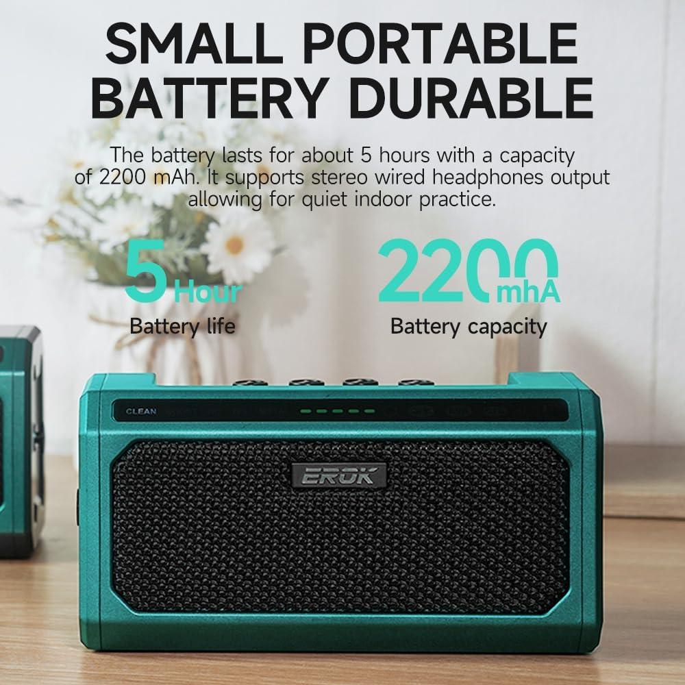 Amplificador Portátil EROK TG-08 Verde 10W con Bluetooth y Efectos