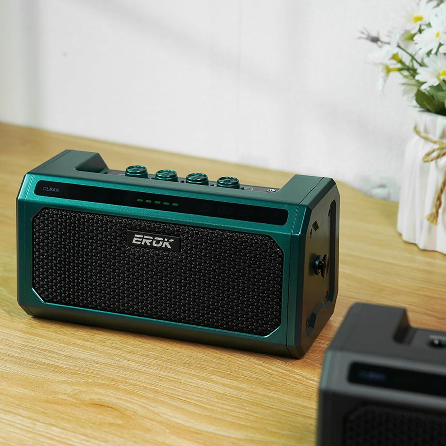 Amplificador Portátil EROK TG-08 Verde 10W con Bluetooth y Efectos