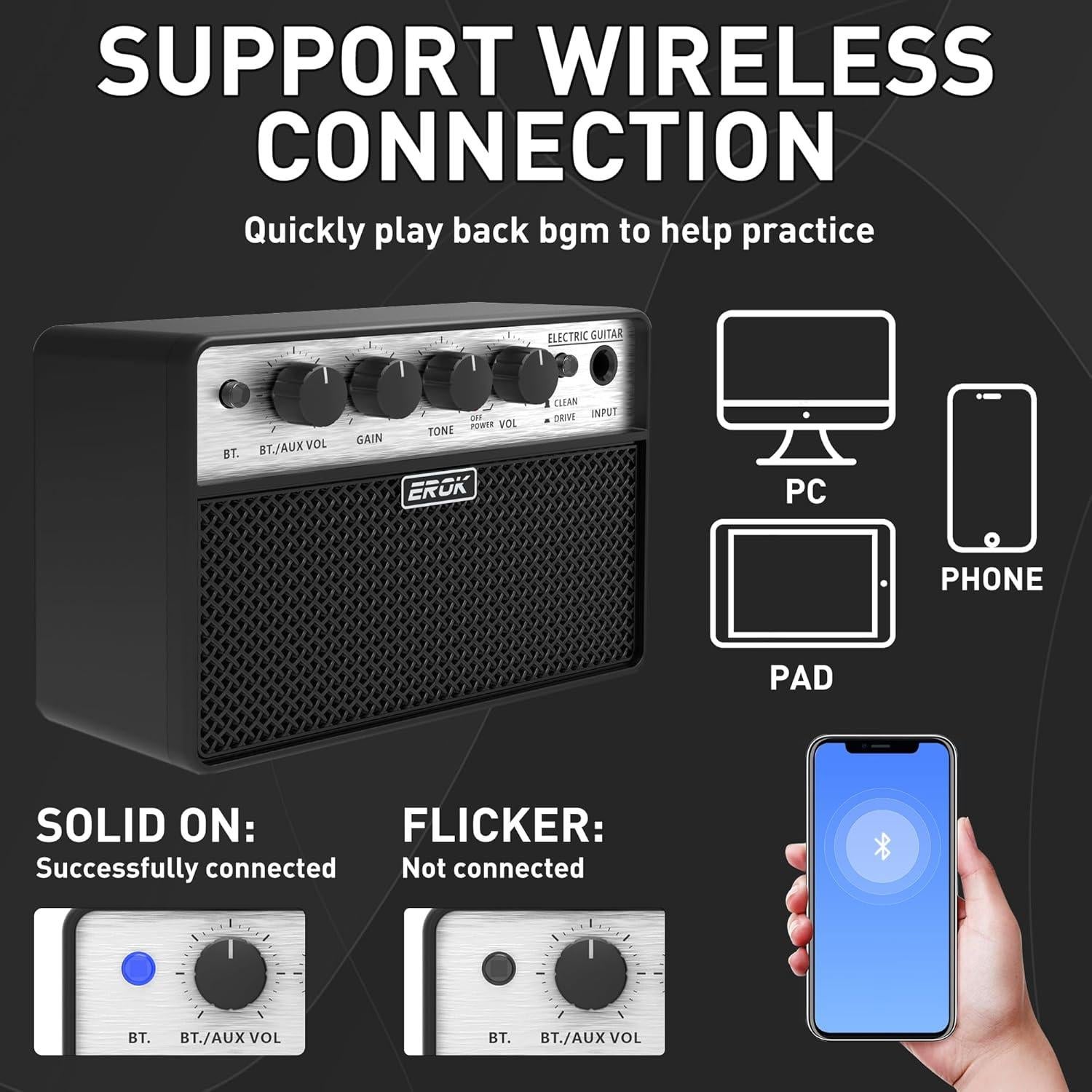 Amplificador Eléctrico Mini EROK EK-BA-10E 10W Portátil