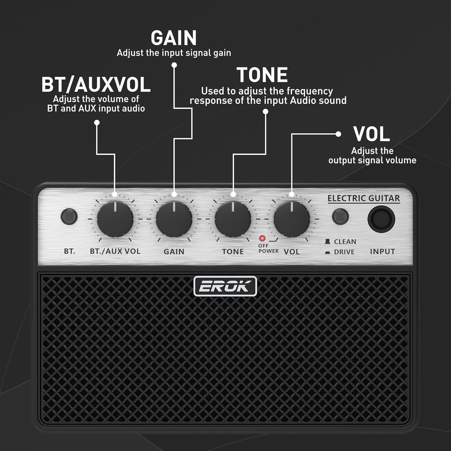 Amplificador Eléctrico Mini EROK EK-BA-10E 10W Portátil