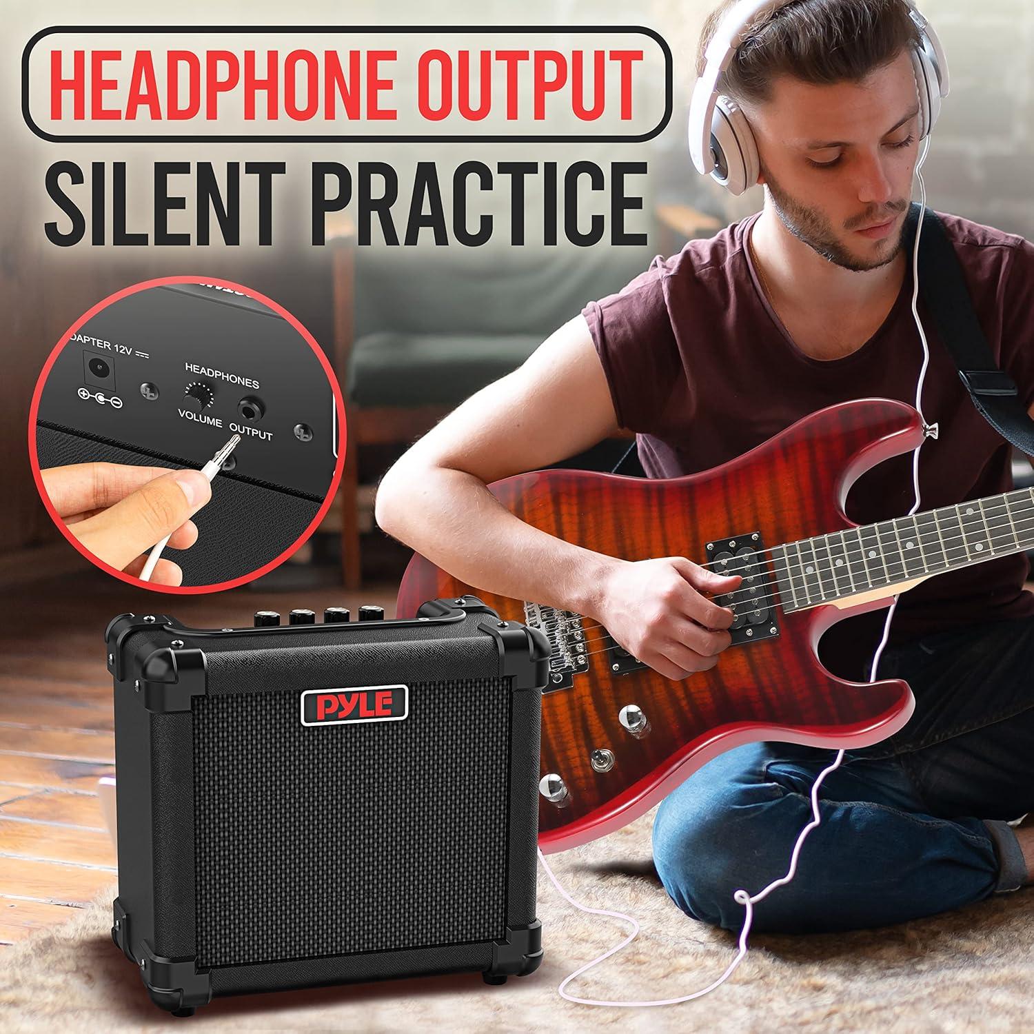 Amplificador de guitarra eléctrica Pyle 10W portátil con altavoz 5"