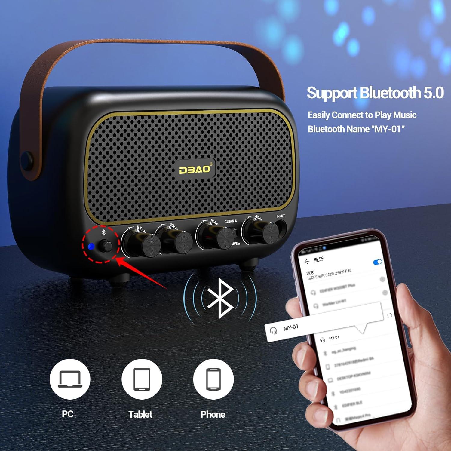 Mini Amplificador de Guitarra Eléctrica 5W Bluetooth Portátil