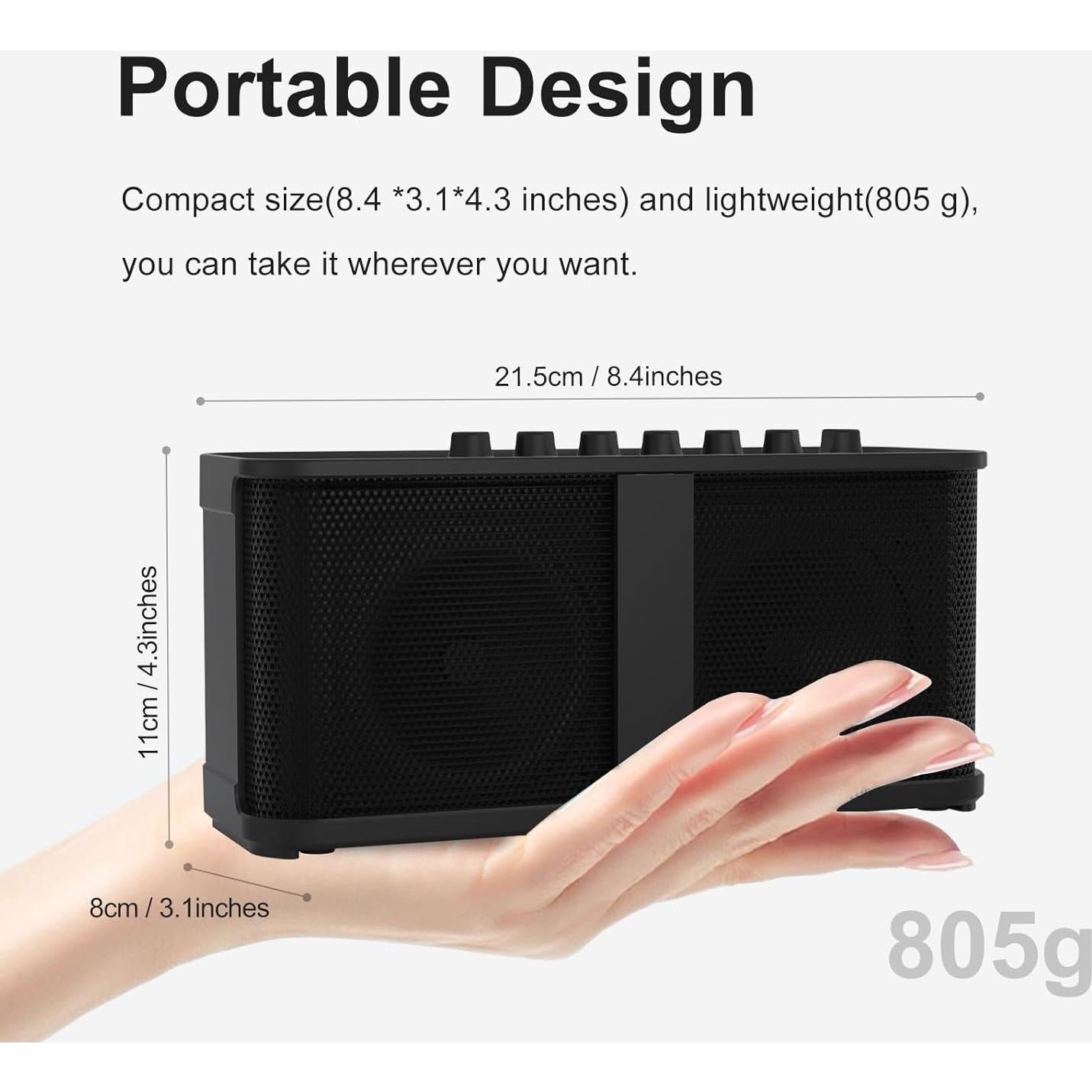 Amplificador de Guitarra Portátil MD-MINI 5W Inalámbrico Negro