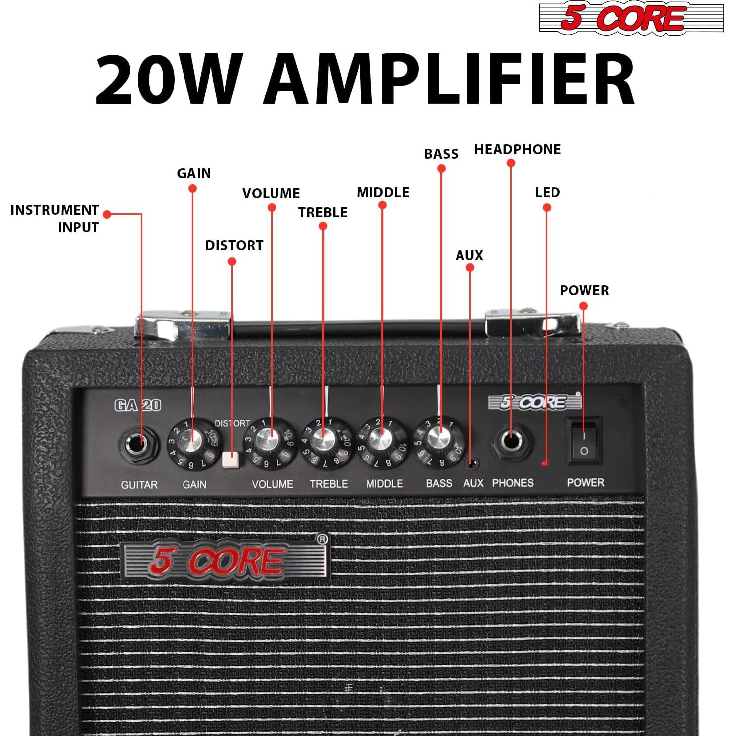 Amplificador de guitarra eléctrica 20W 5 Core con altavoz 6.5"