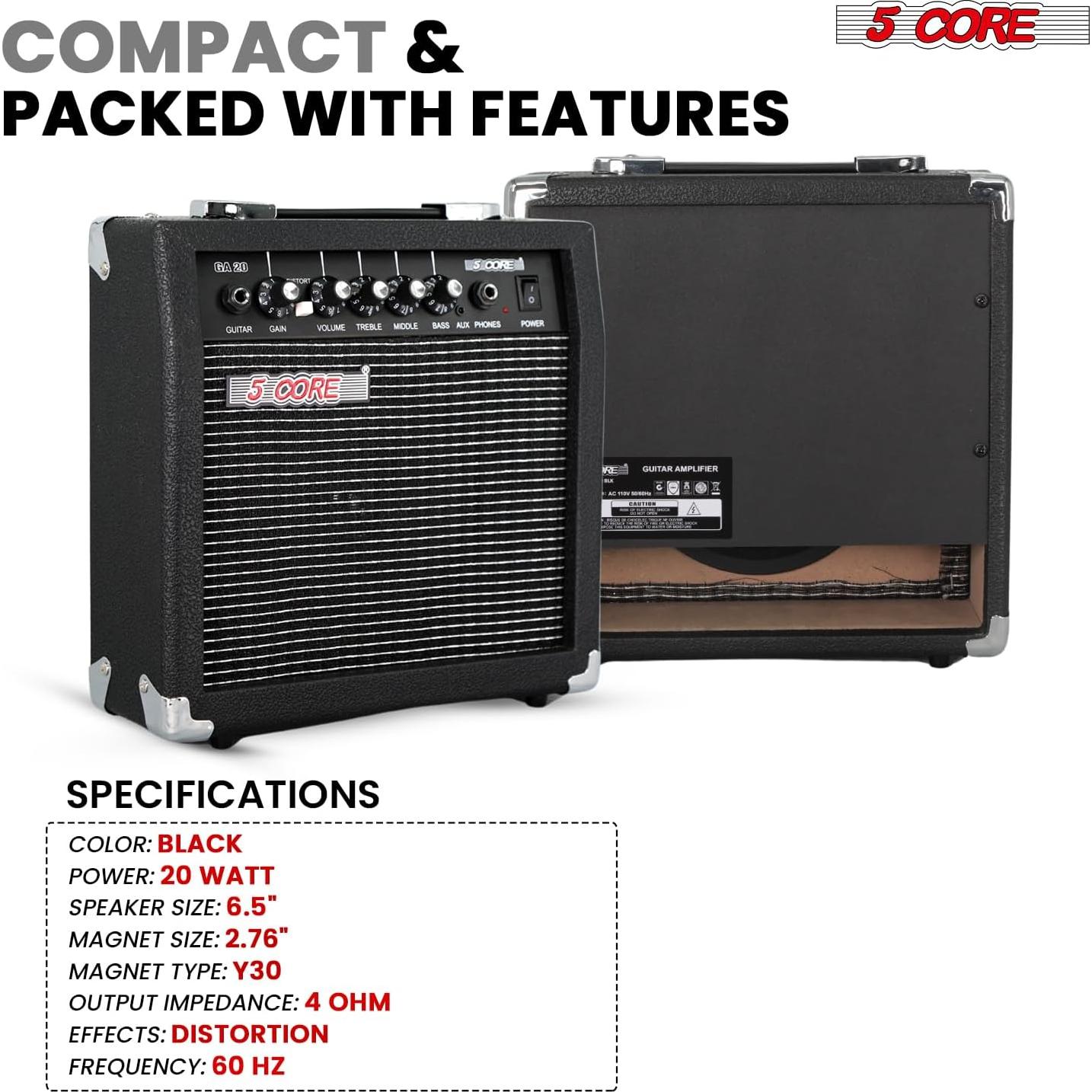 Amplificador de guitarra eléctrica 20W 5 Core con altavoz 6.5"