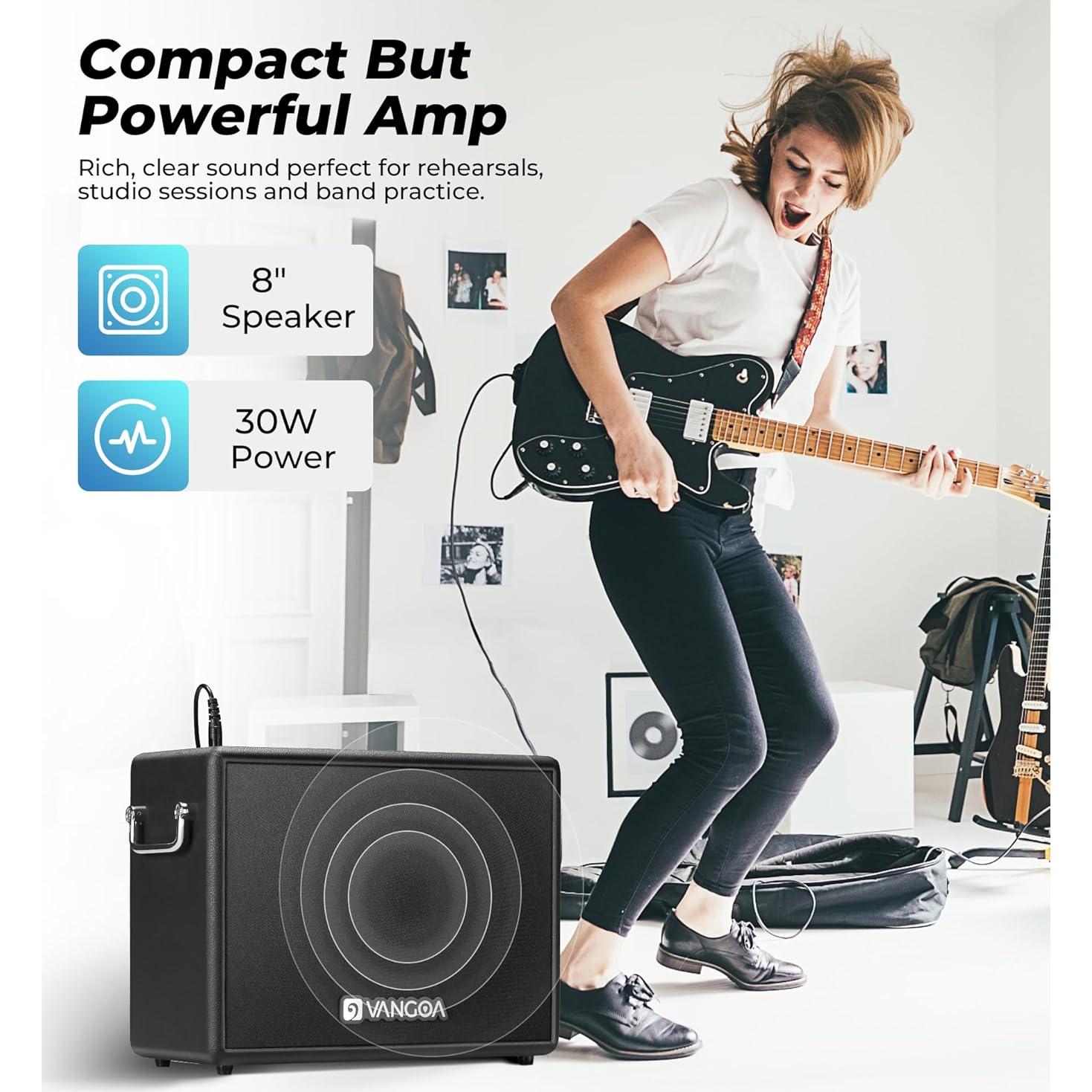 Amplificador de Bajo Vangoa 30W Portátil 8" con Overdrive