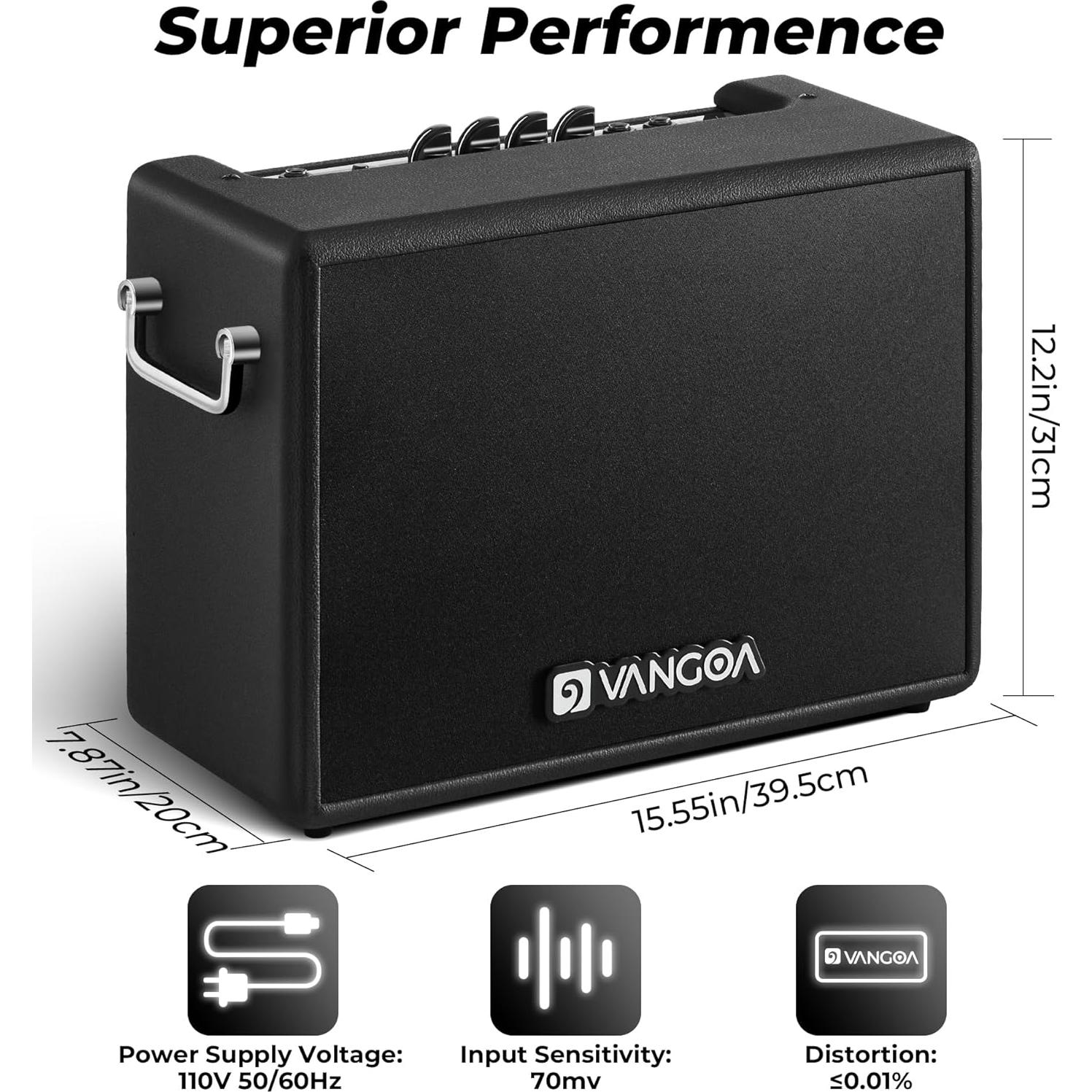 Amplificador de Bajo Vangoa 30W Portátil 8" con Overdrive