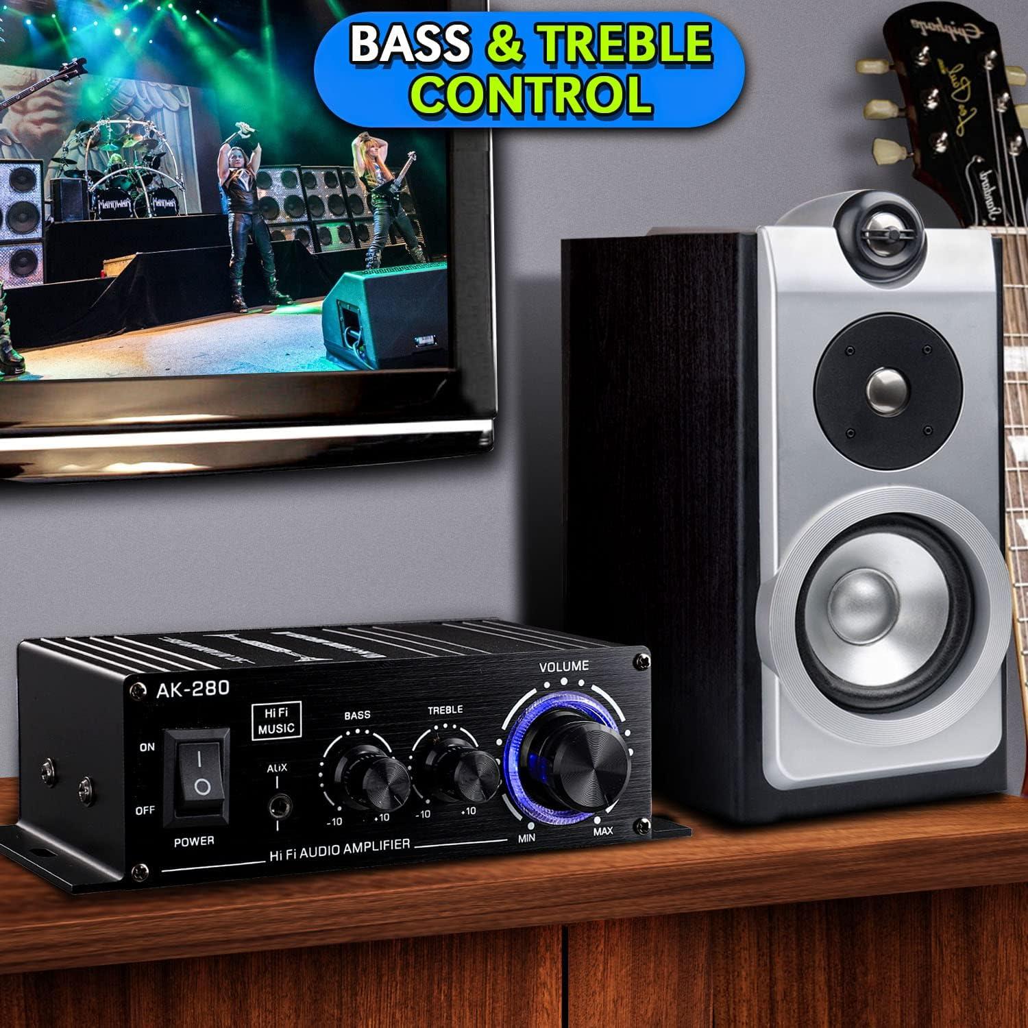 Amplificador de Potencia Facmogu AK280 200W 2.0 CH con Control de Graves