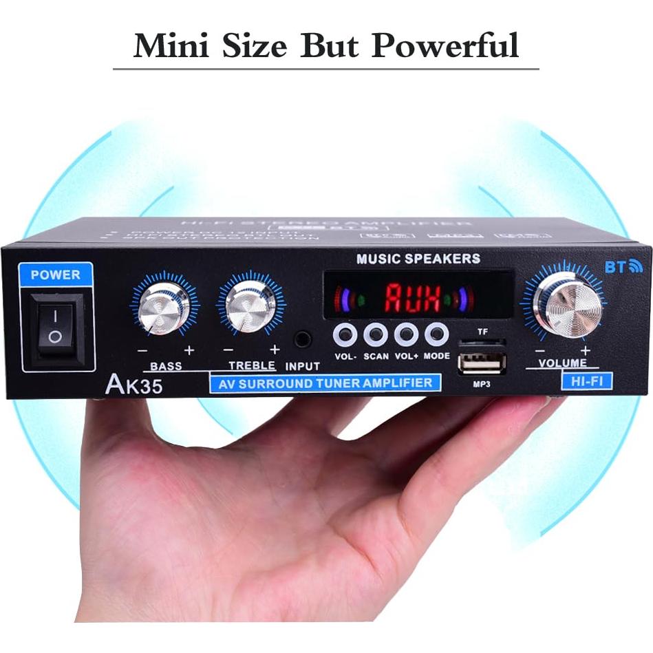 Amplificador Estéreo AK35 Woopker 200W Bluetooth 5.0 2.0 Canal