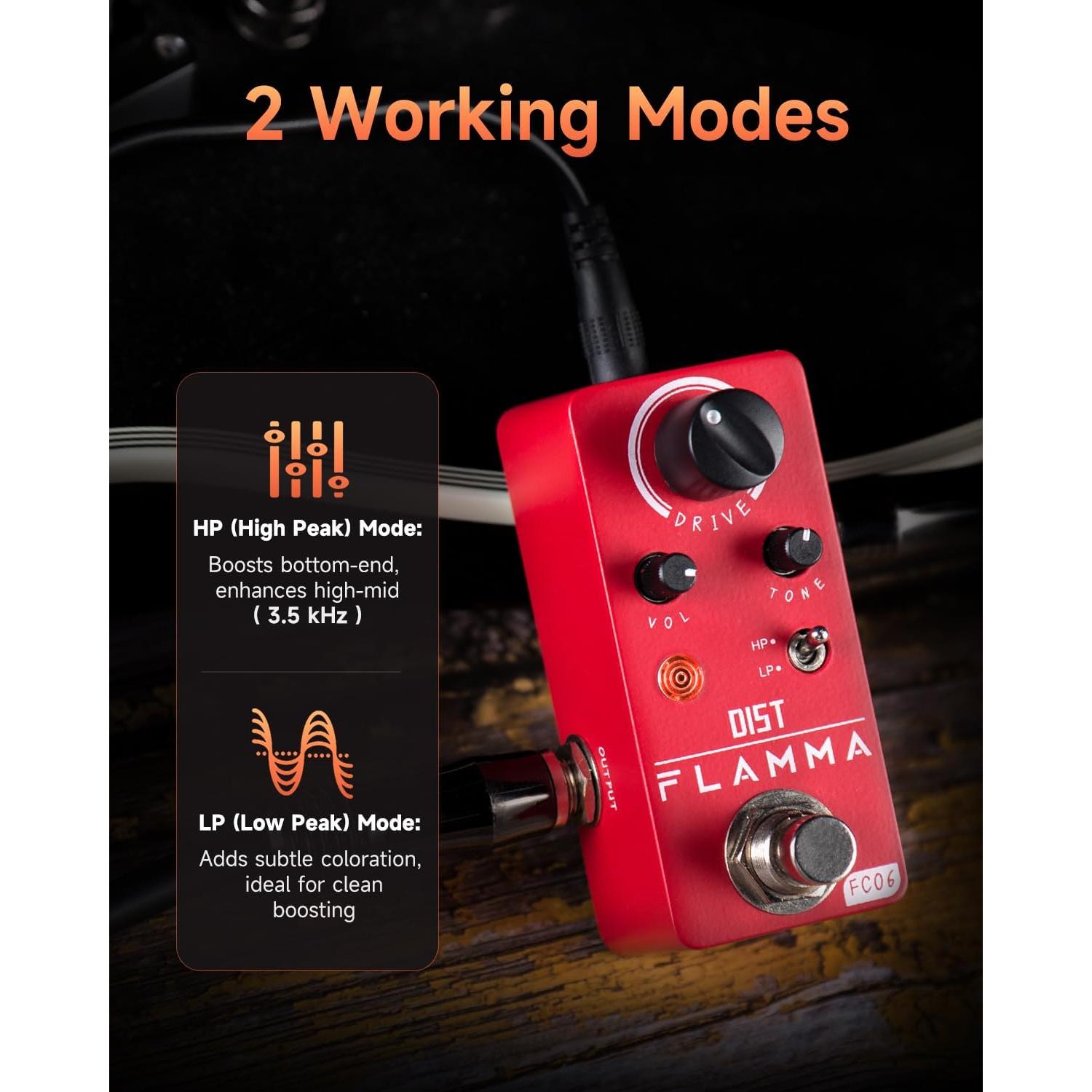 Pedal de Distorsión FLAMMA FC06 para Guitarra Eléctrica Mini