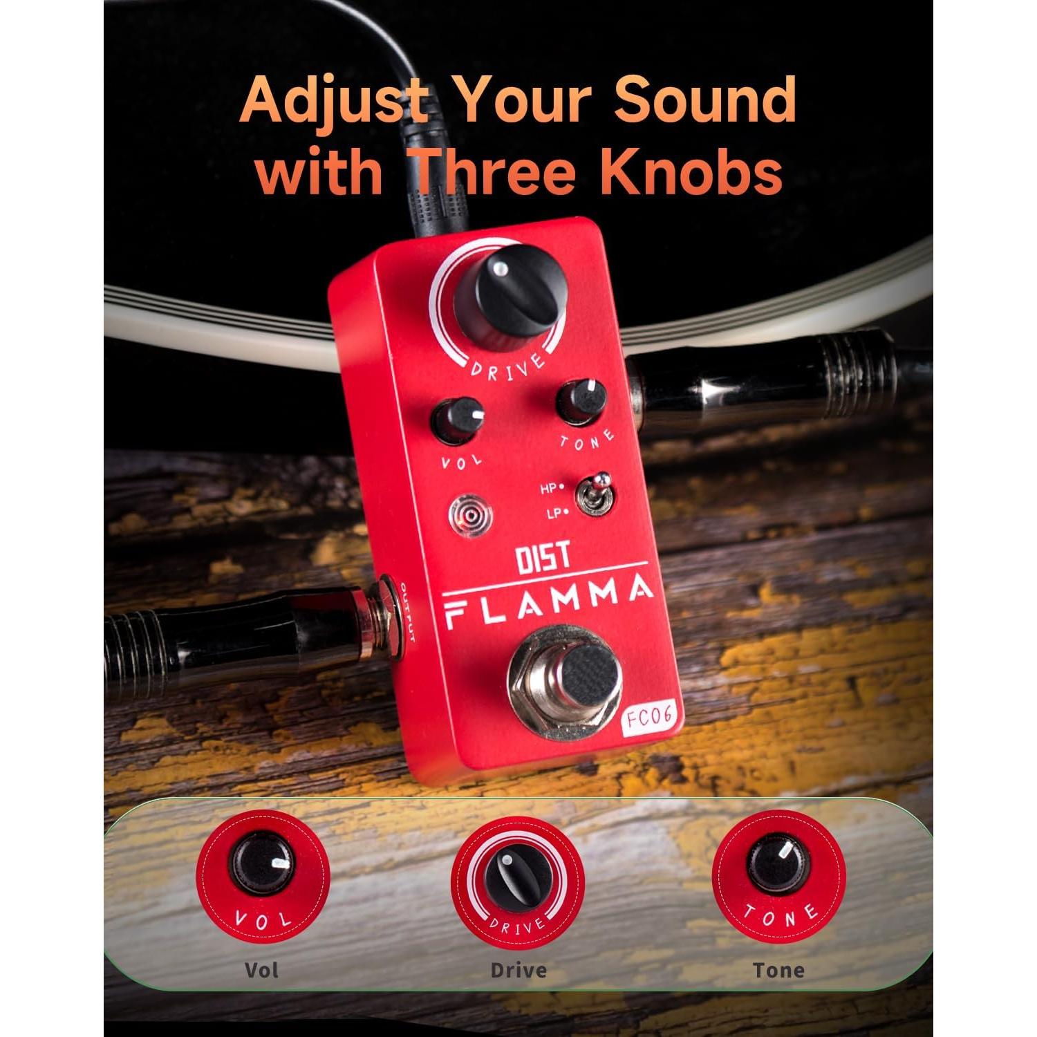 Pedal de Distorsión FLAMMA FC06 para Guitarra Eléctrica Mini