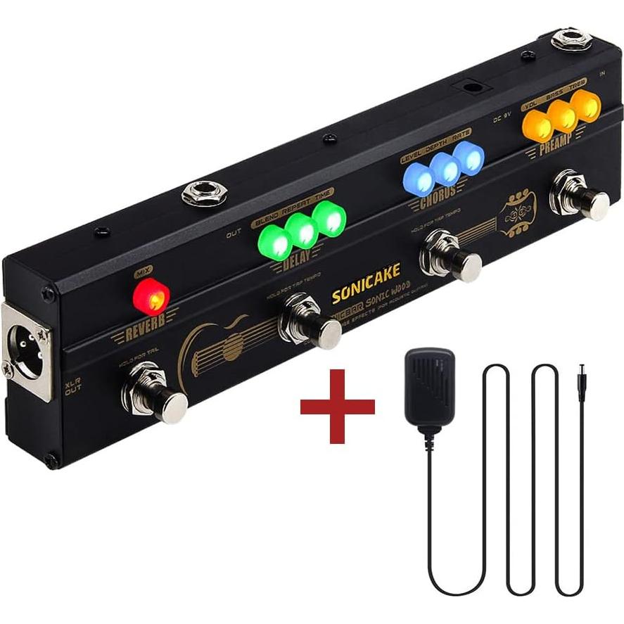 Pedal Efecto Guitarra Acústica SONICAKE QCE-50 Preamp Chorus Delay Reverb