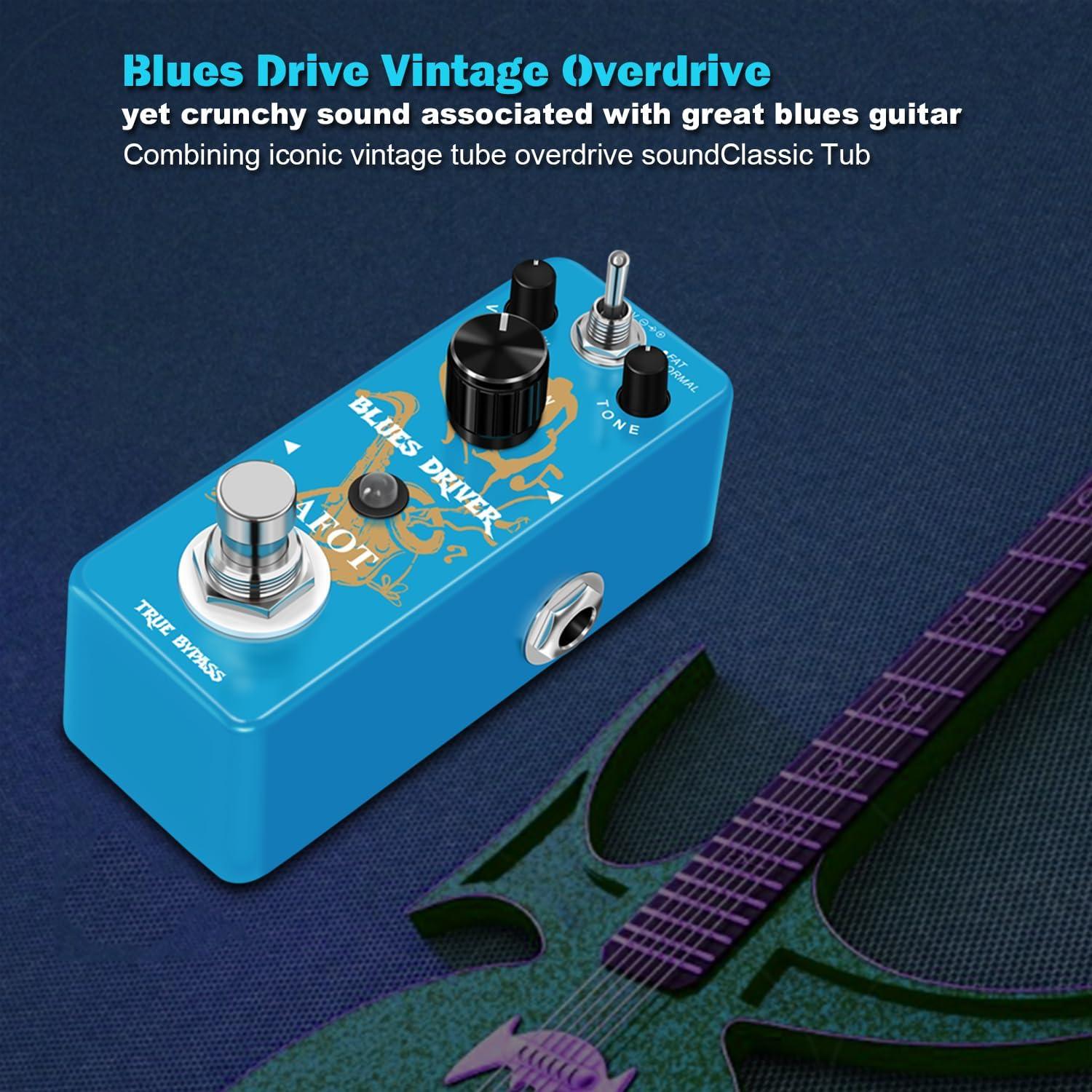 Pedal de Guitarra Overdrive AFOT Blues Driver Analógico 9V
