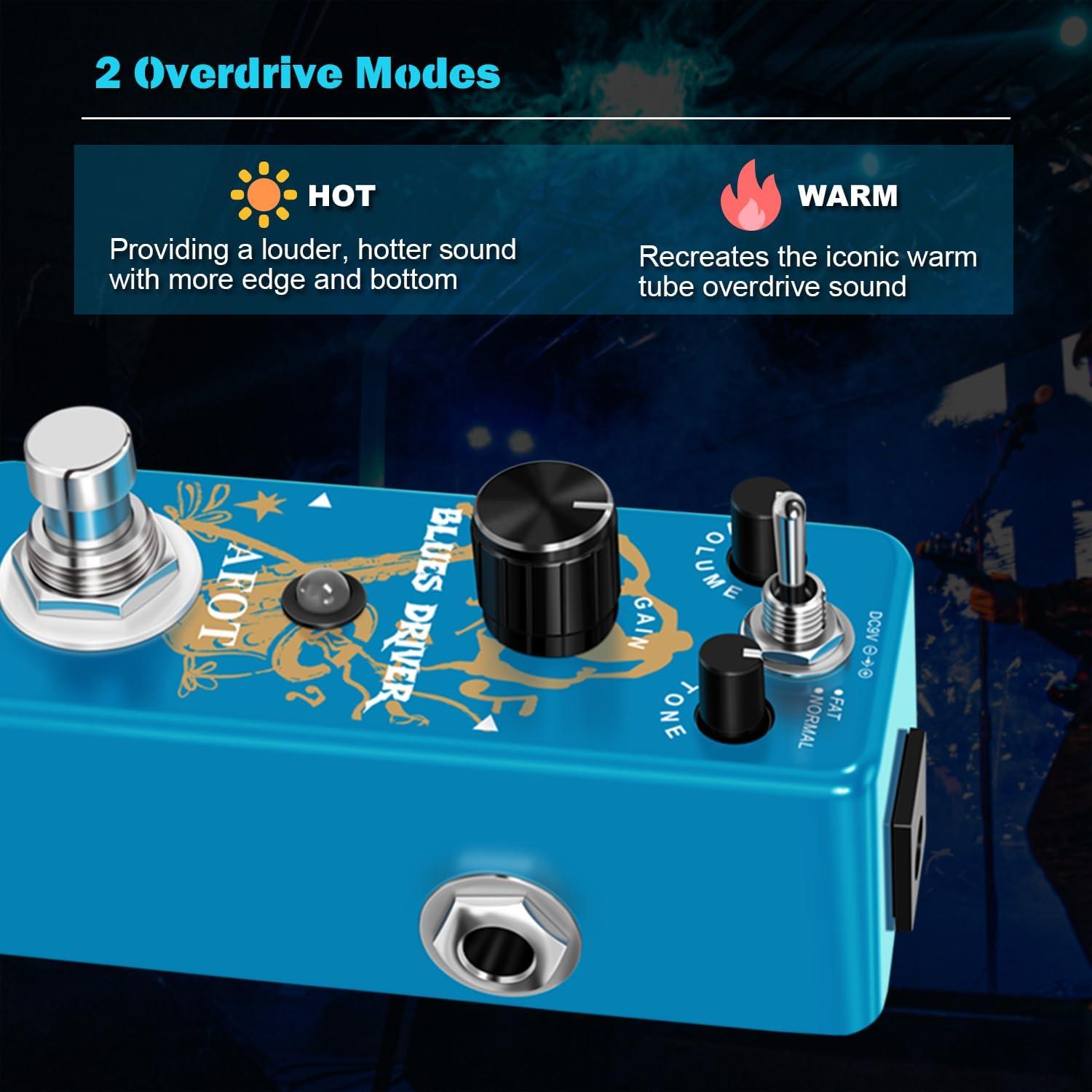 Pedal de Guitarra Overdrive AFOT Blues Driver Analógico 9V