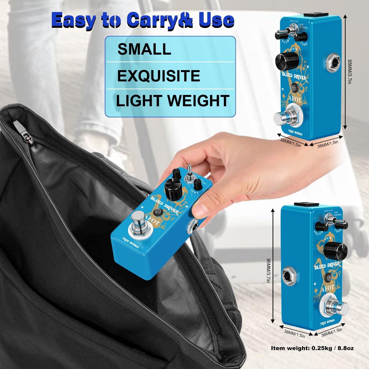 Pedal de Guitarra Overdrive AFOT Blues Driver Analógico 9V