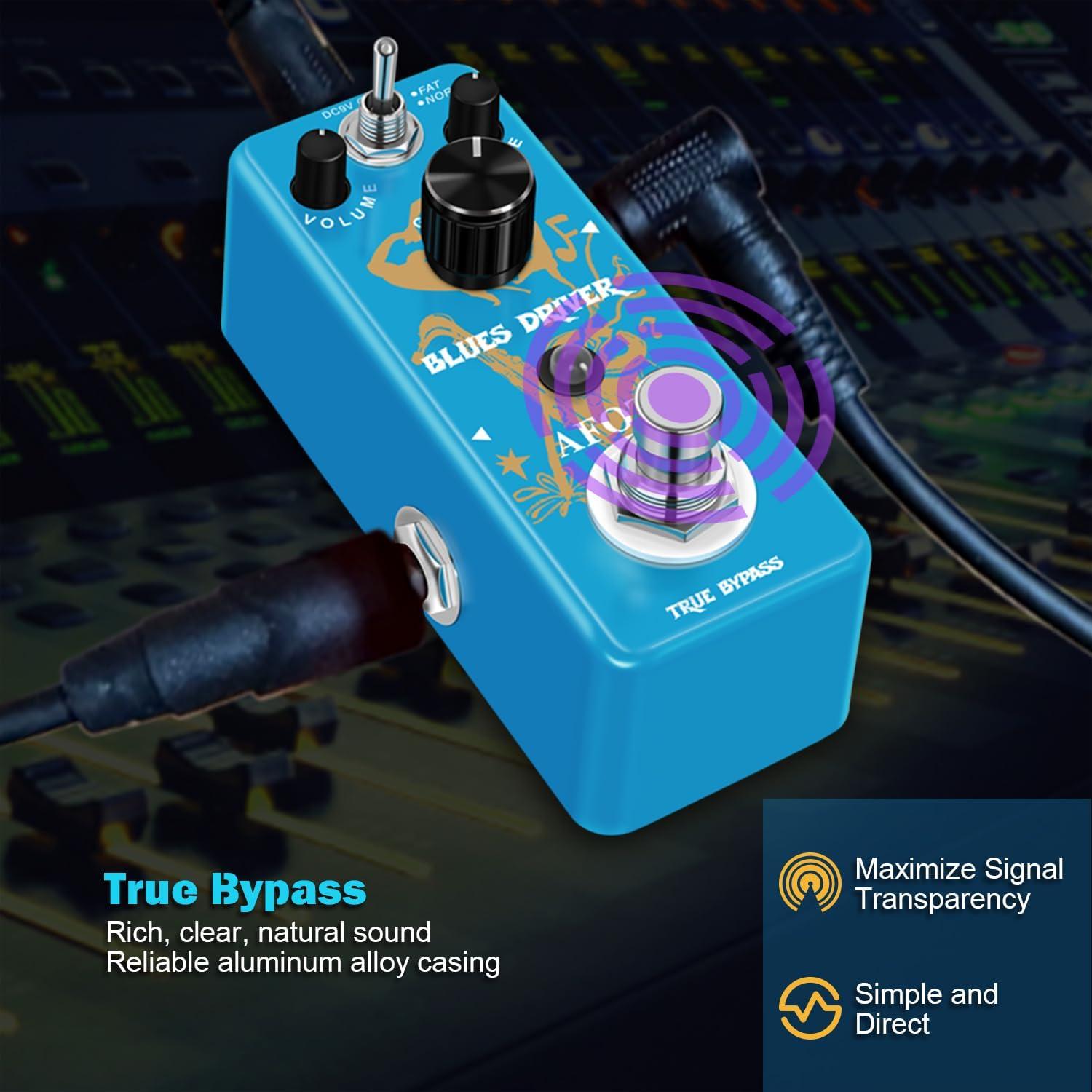 Pedal de Guitarra Overdrive AFOT Blues Driver Analógico 9V