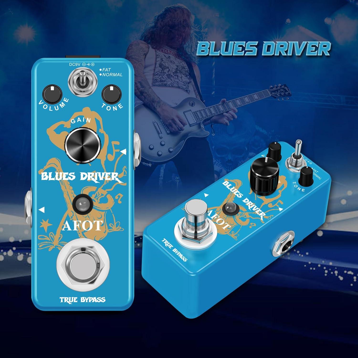 Pedal de Guitarra Overdrive AFOT Blues Driver Analógico 9V