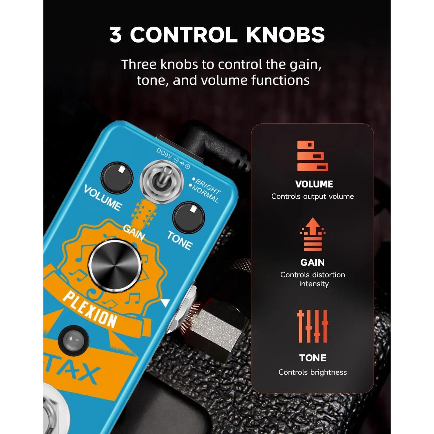 Pedal de Distorsión Stax Plexion para Guitarra - Mini Efecto 2 Modos