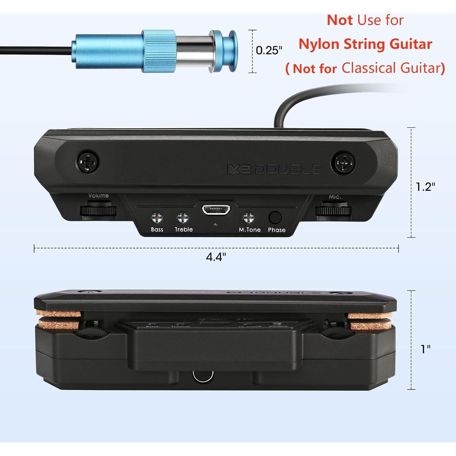 Pastilla de Guitarra Acústica Activa Recargable con Micrófono