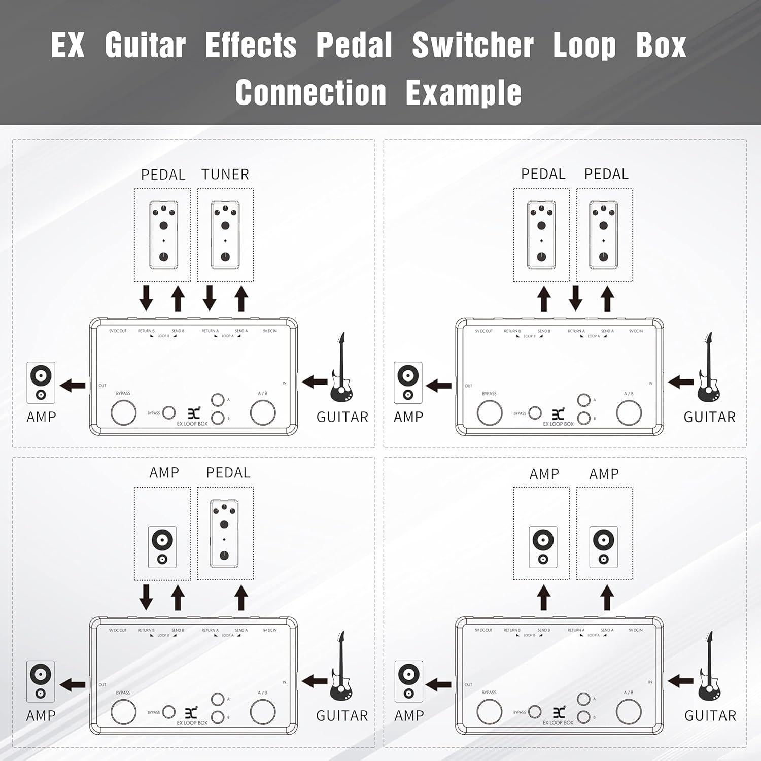 Interruptor de Efectos de Guitarra EX LOOP BOX 9V Bypass
