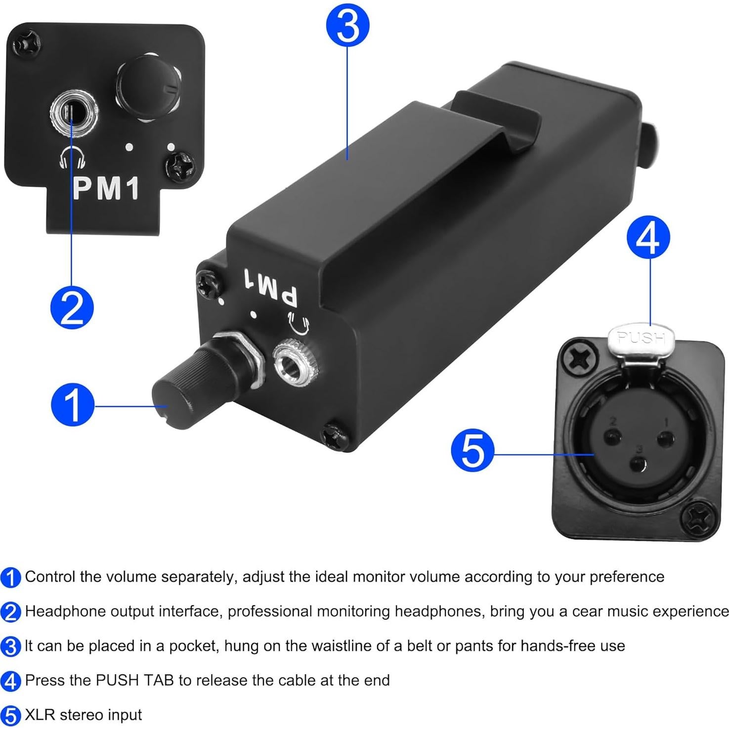 Amplificador de Auriculares XLR a 3.5mm Yingtuyou AIOP23