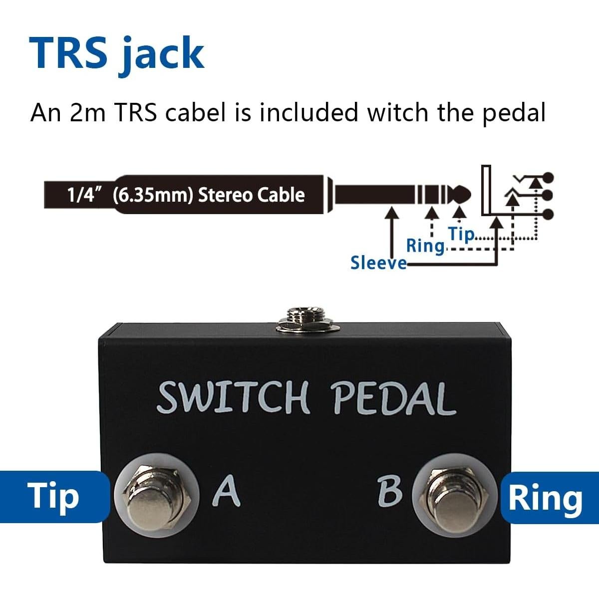 Pedal Interruptor Doble Retención Aslin Dane K11-01 con Cable TRS