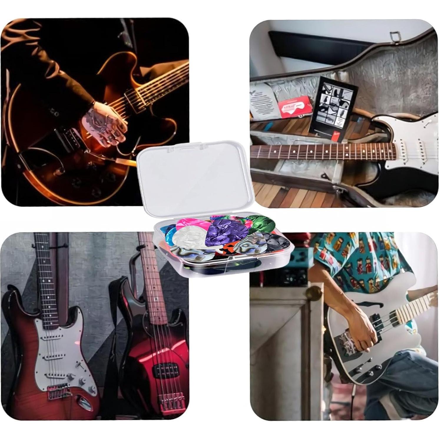 Paquete de 21 Púas de Guitarra Celluloide con Caja Organizador