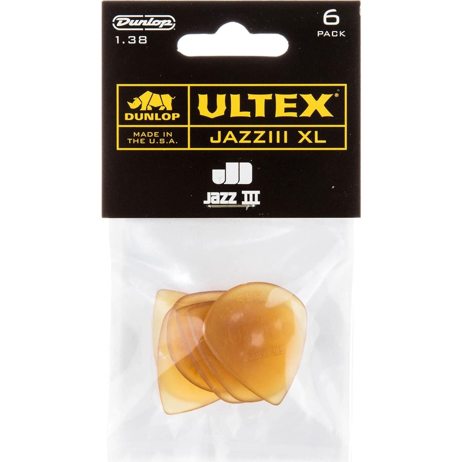 Puas de Guitarra Dunlop Ultex Jazz III XL 1.38mm 6 Unidades